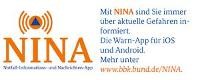 Wichtige Warnmeldungen halten Sie von uns auch über die Notfall-Informations und Nachrichten App des Bundes NINA